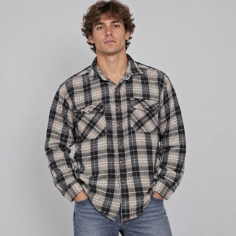 Vintage Stillwater Supply Co Shirt Mens XL Gray Plaid Flannel Button Up Cotton